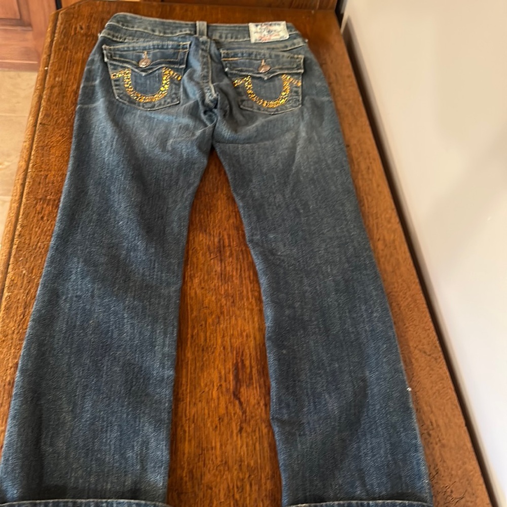 True Religion Acid Wash Rhinestone Jeans. Like New. Never Worn.